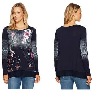 Desigual Floral Birds Botanical Blue Tunic Size XS